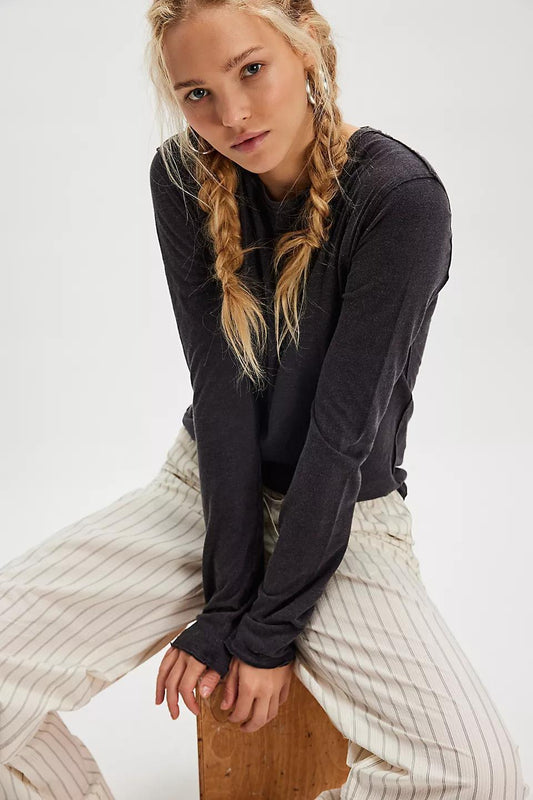 Free People Nova Tee L/S- Black