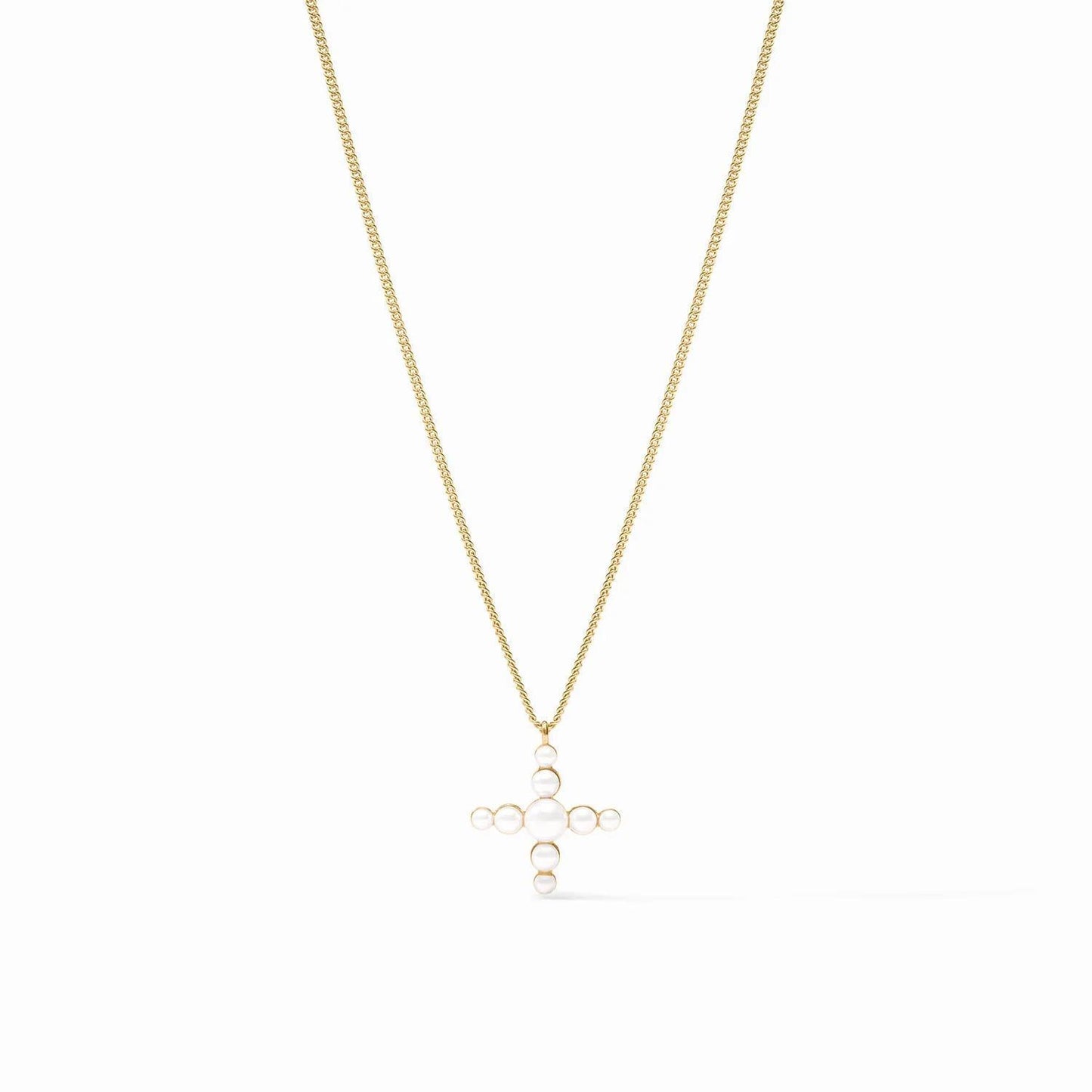 Gumdrop Cross Delicate Necklace- Pearl