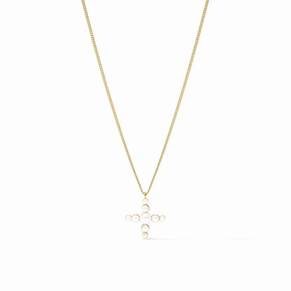 Gumdrop Cross Delicate Necklace- Pearl