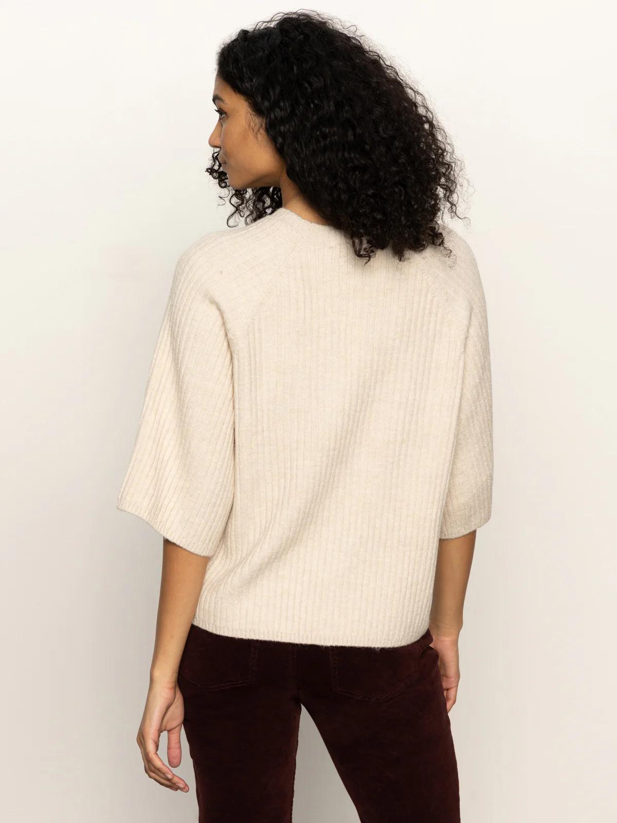 Ribbed Sweater Tee- Mother of Pearl