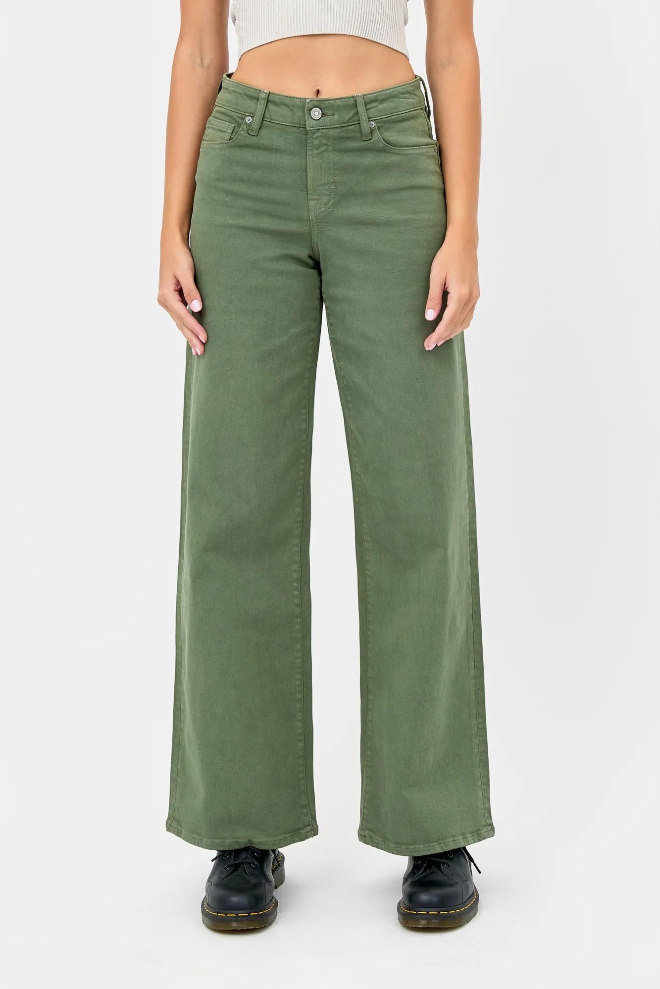Hidden Nori Wide Leg Denim - Green