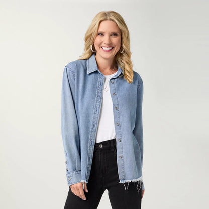 Button Back Denim Top