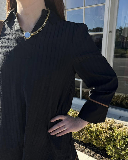 Acordion Pleat Collar Dress
