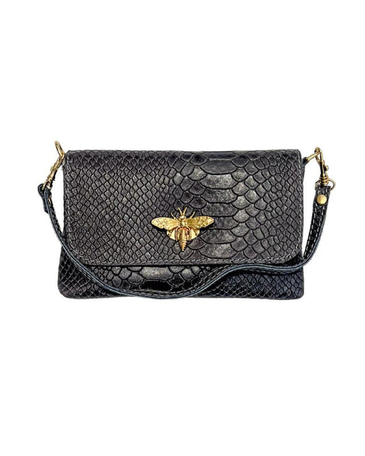 Leather Butterfly Crossbody- Slate