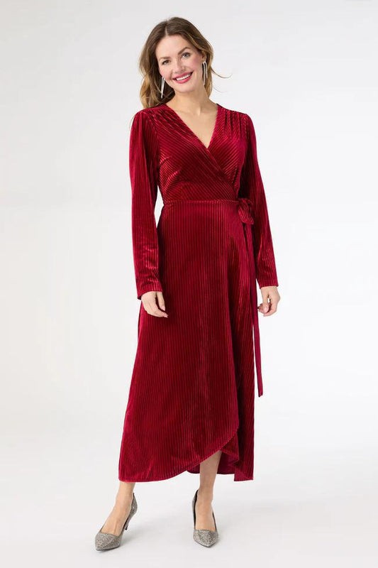 Textured Velour Wrap Dress