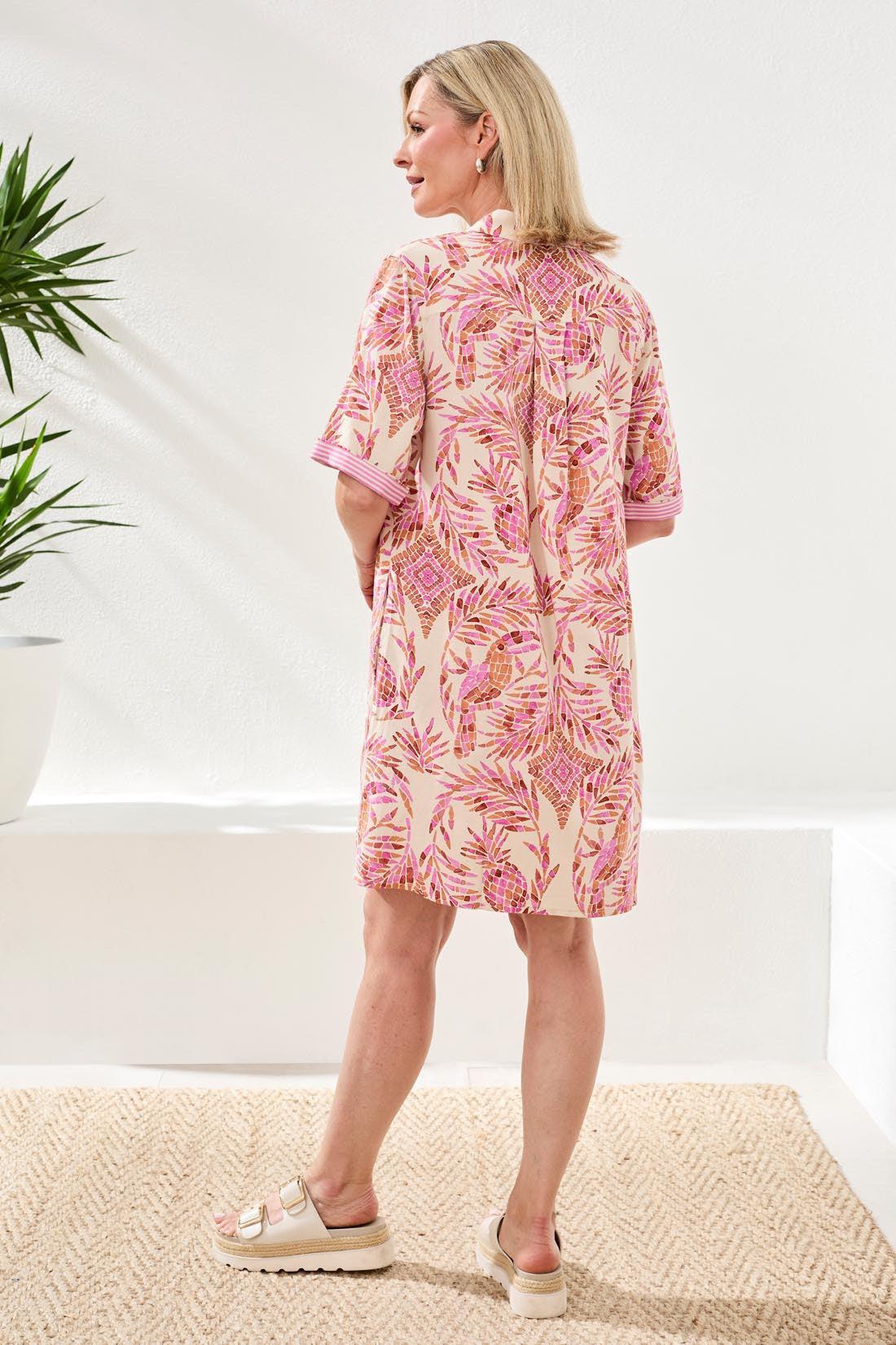 1/2 Sleeve Button Front Dress
