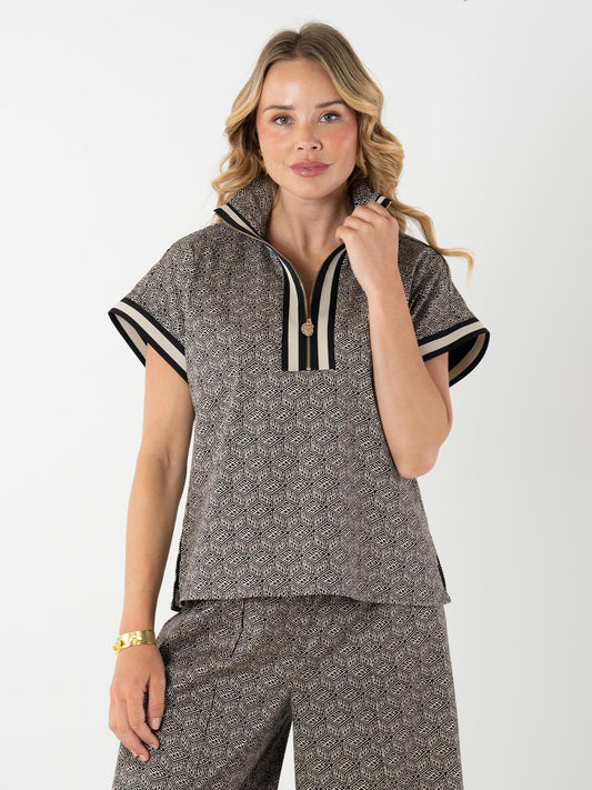 Emily McCarthy Poppy Pullover- Black Tonal Monogram