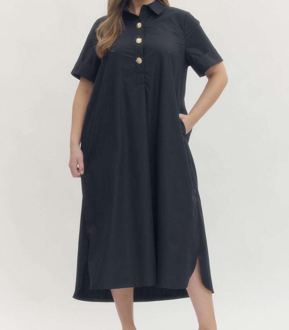 Shirt Dress Midi-Navy