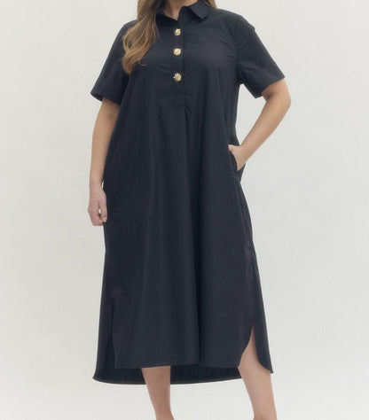 Shirt Dress Midi-Navy