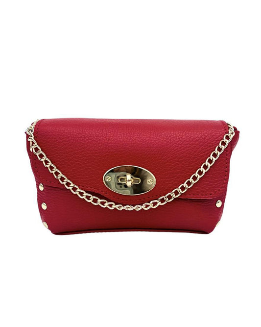 Leather Stud Handbag- Red