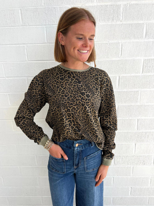 Dear John  Fremont Tee- Vetiver Leopard