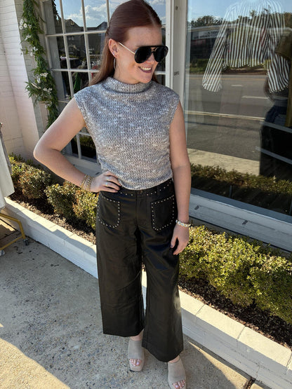Studded Leather Pant- Black