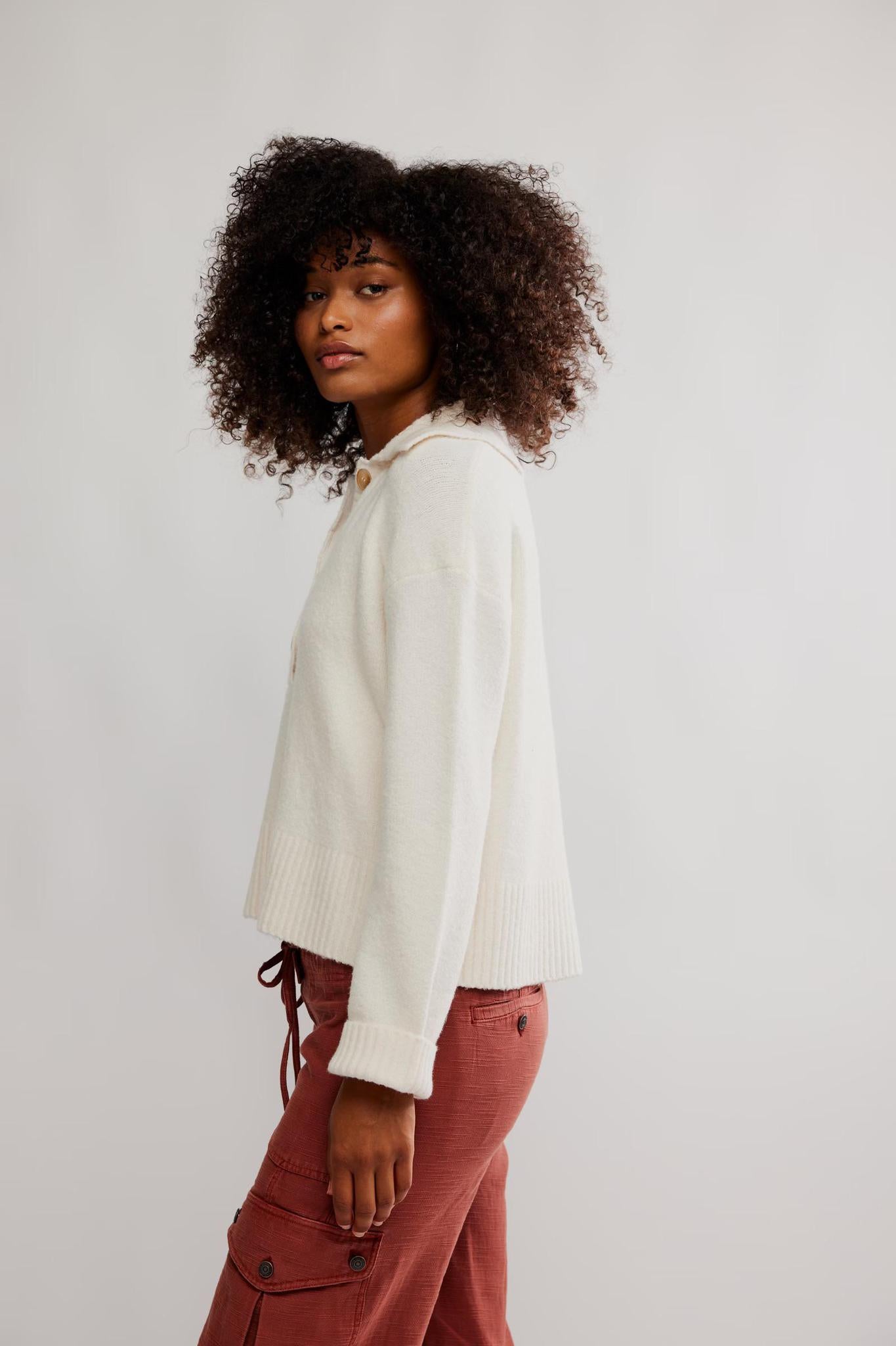 Free People Trading Up Polo- Ivory