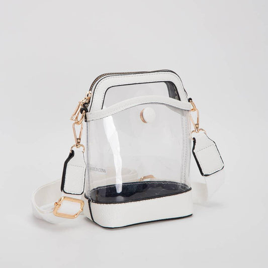 Button Style Clear Bag-White