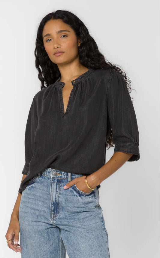 Washed Black Denim Top