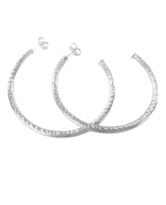 Sheila Fajl Hammered Everybody's Favorite Hoop- Brushed Silver