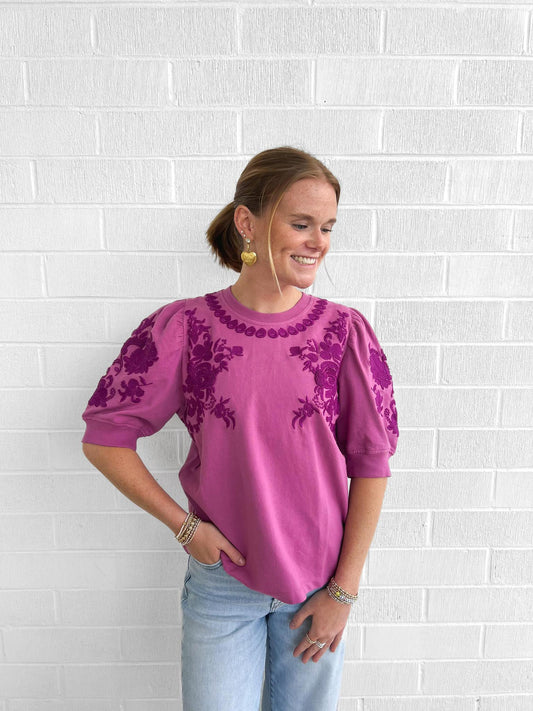 Trail of Flowers Knit Top