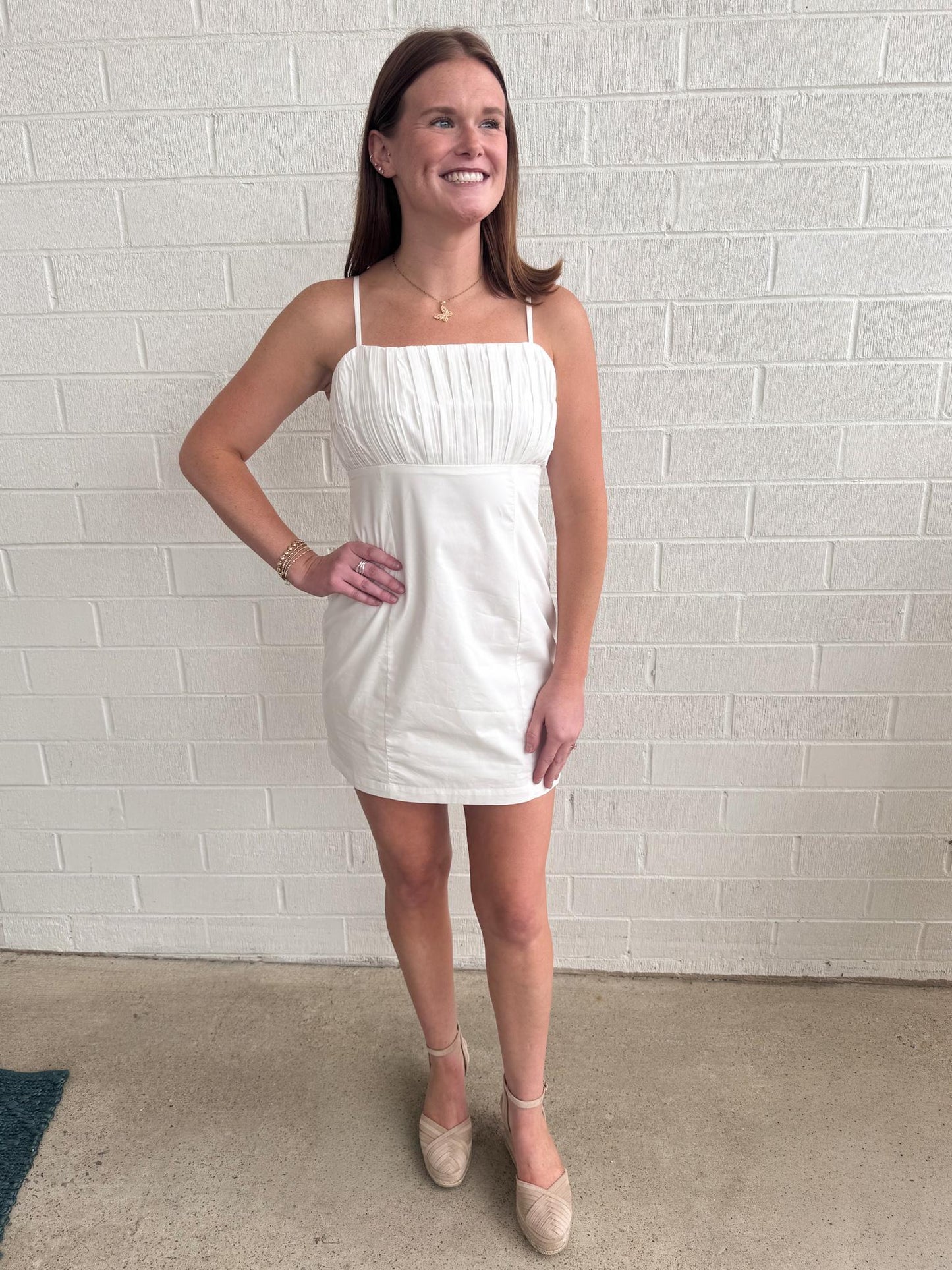 Pleated Front Mini Dress