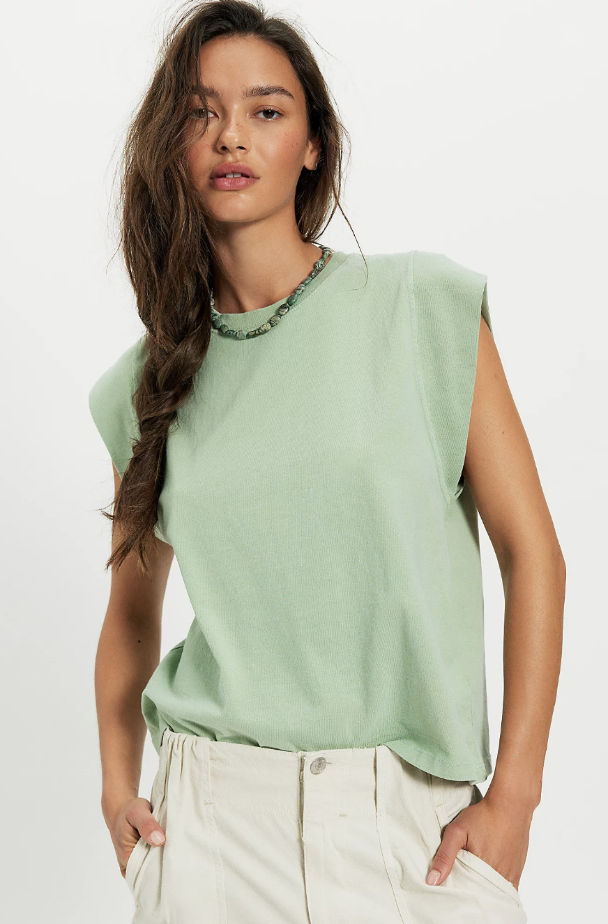 Free People Better Muscle Tee- Cameo Green