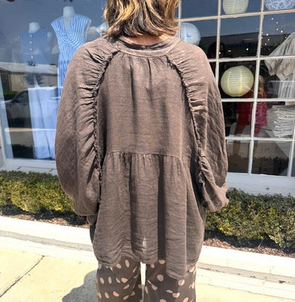 One Size Linen Oversized Top