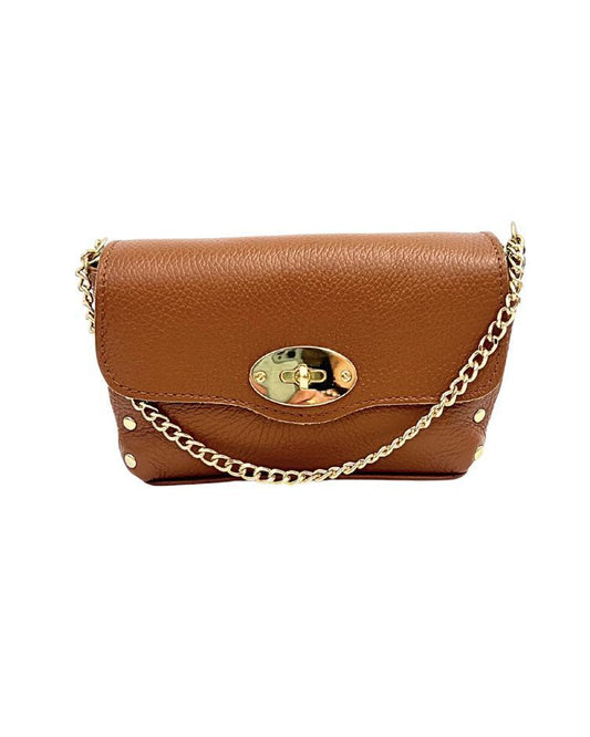 Leather Stud Handbag- Tan