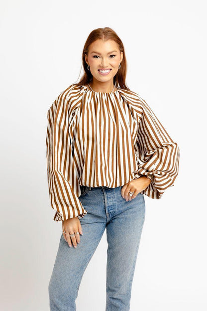 Chocolate Stripe Bubble Blouse