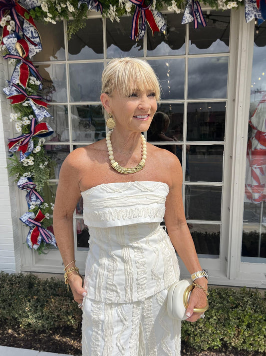 Embroidered Strapless Tube Top
