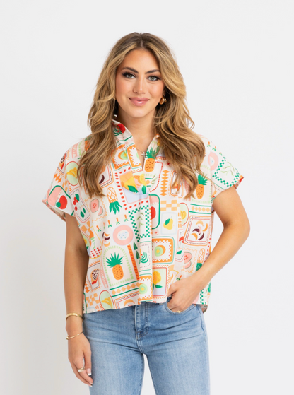 Fruit Basket Poplin Top