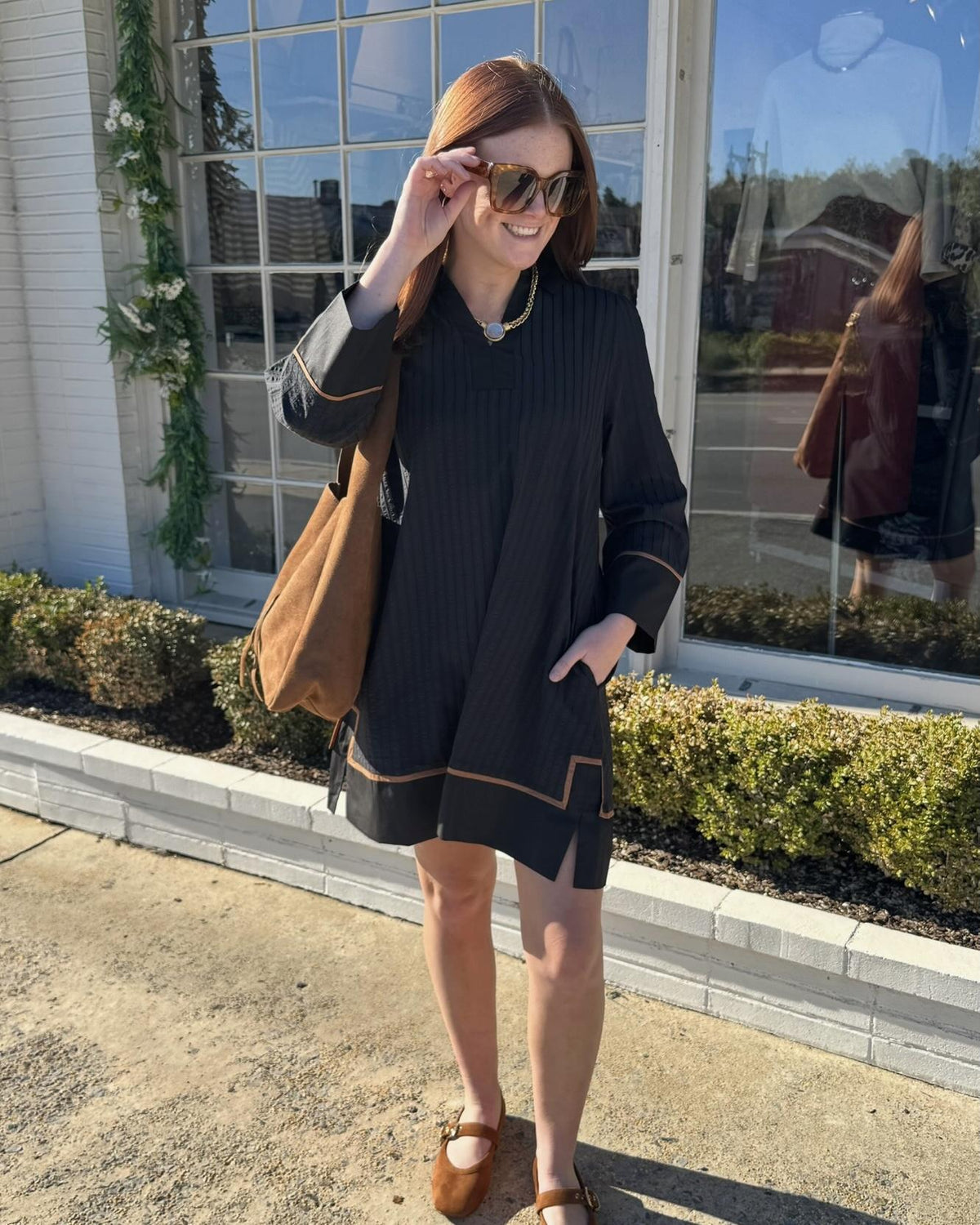 Acordion Pleat Collar Dress