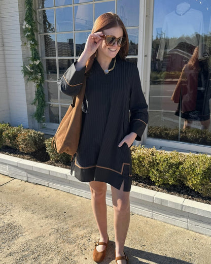 Acordion Pleat Collar Dress