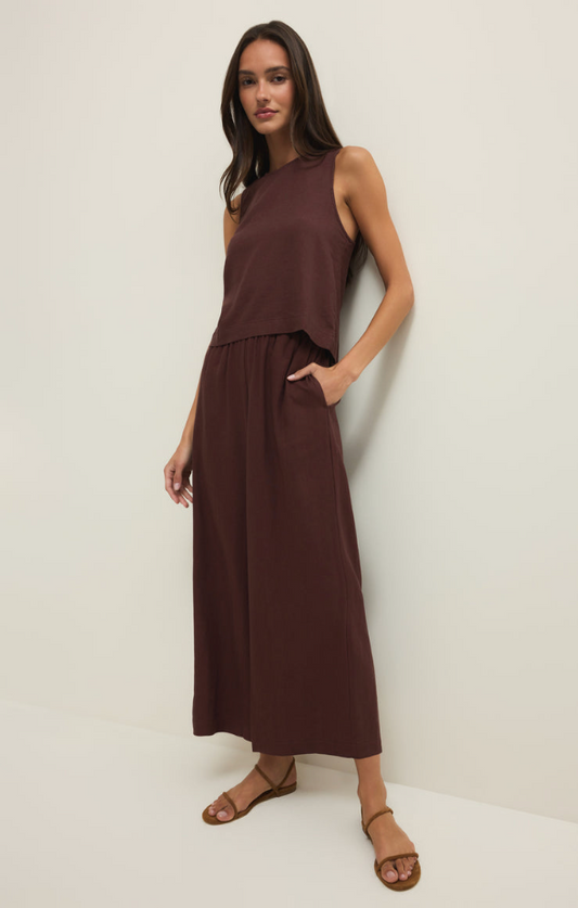 Sloane Linen Top-Choc Cherry