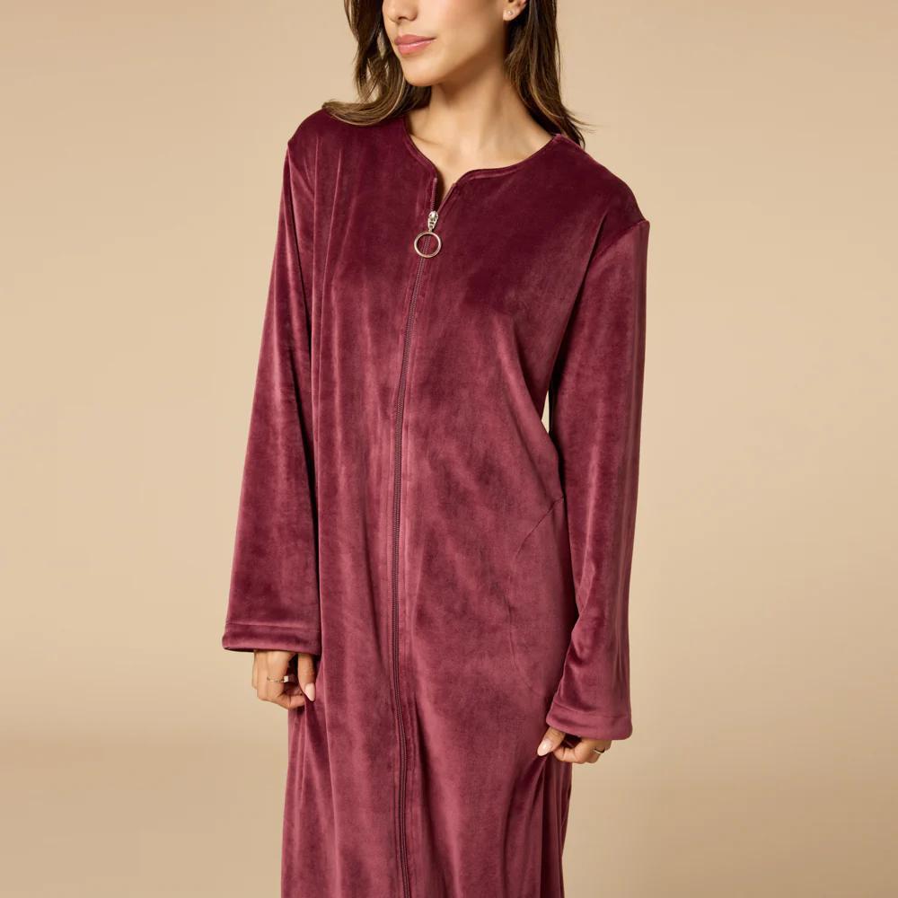 Softies Velvet Zip Robe- Cherry Cola