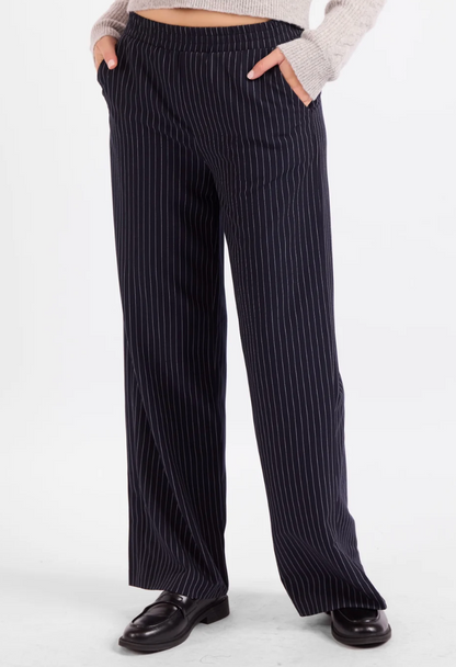 Navy Pinstripe Pull On Pant