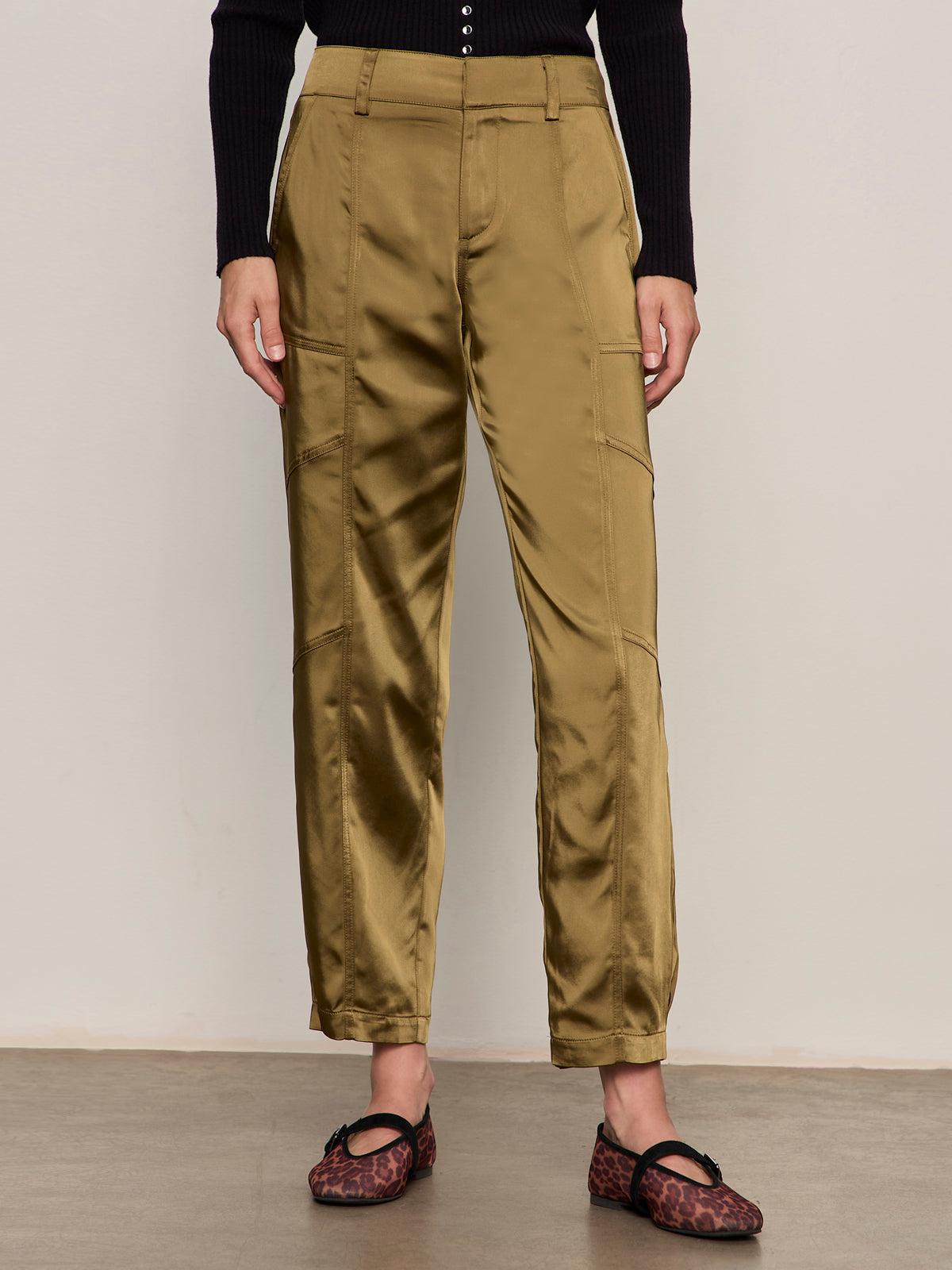 Satin Taper Pant- Dirty Martini