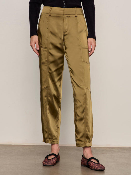 Satin Taper Pant- Dirty Martini