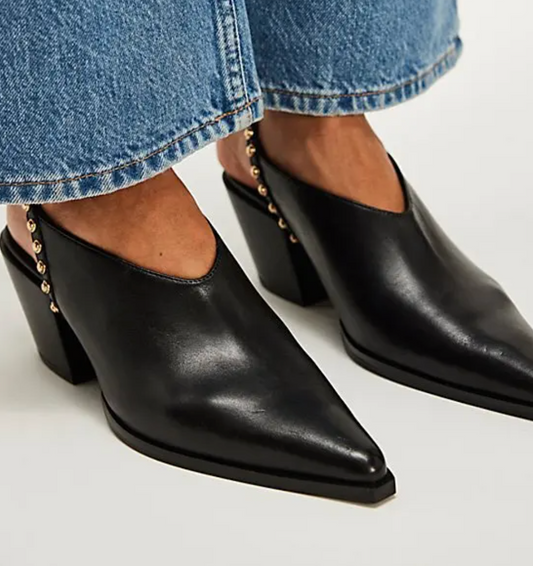 Tell Me About It Studded Wrap Heel- Black