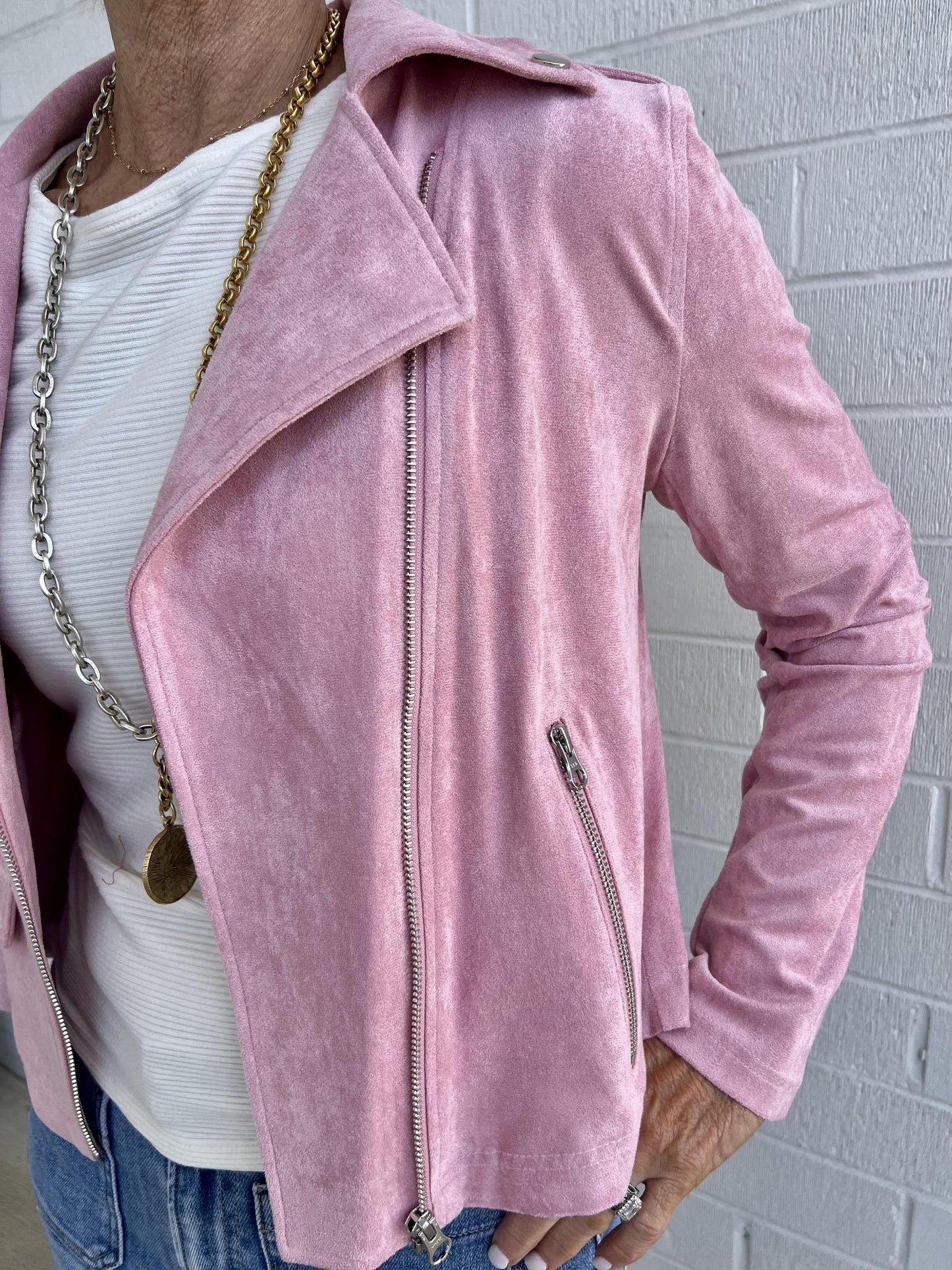 Suede Knit Jacket- Mauve