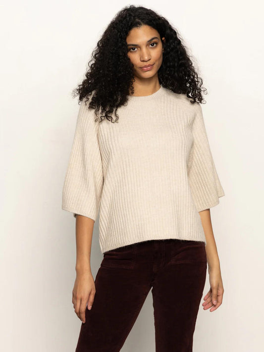 Ribbed Sweater Tee- Mother of Pearl