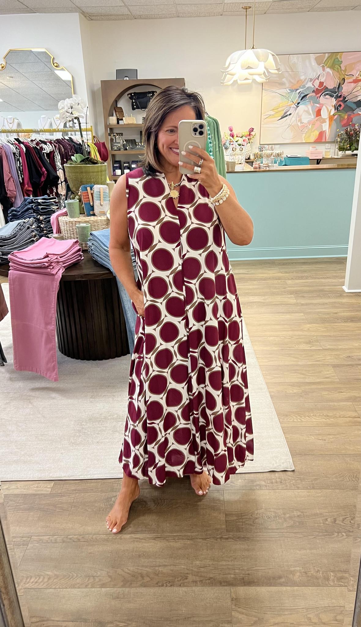 Yolly Dot Dress-Burgundy