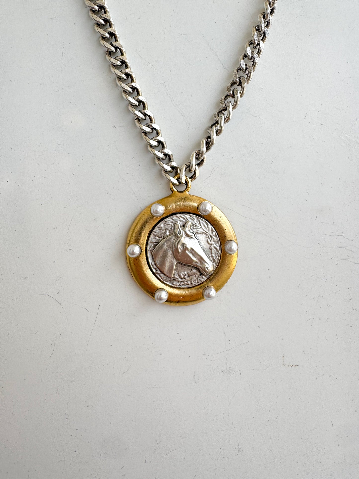 Mixed Pearl Horse Necklace