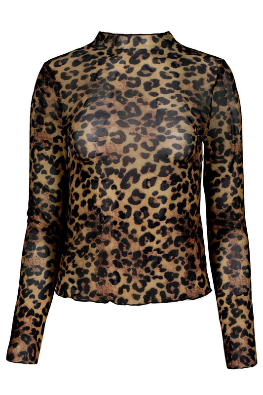 Leopard Funnel Neck Top