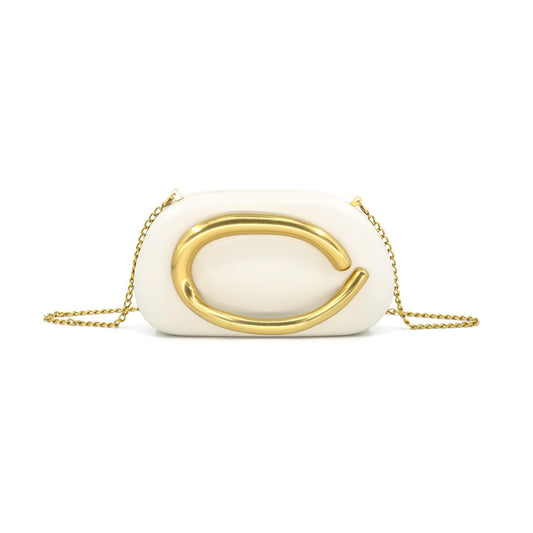 Bone/Gold Evening Bag
