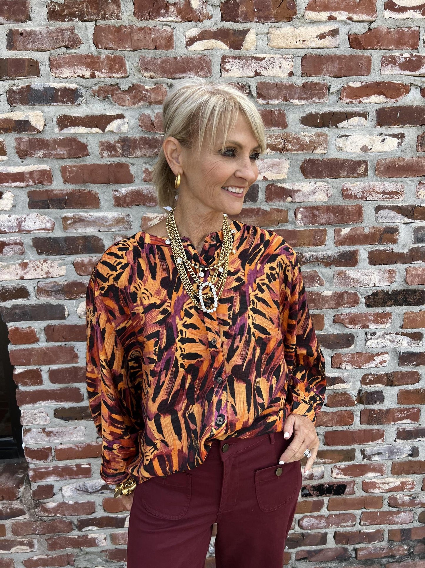 Dolman Sleeve Wide Blouse- Roseberry