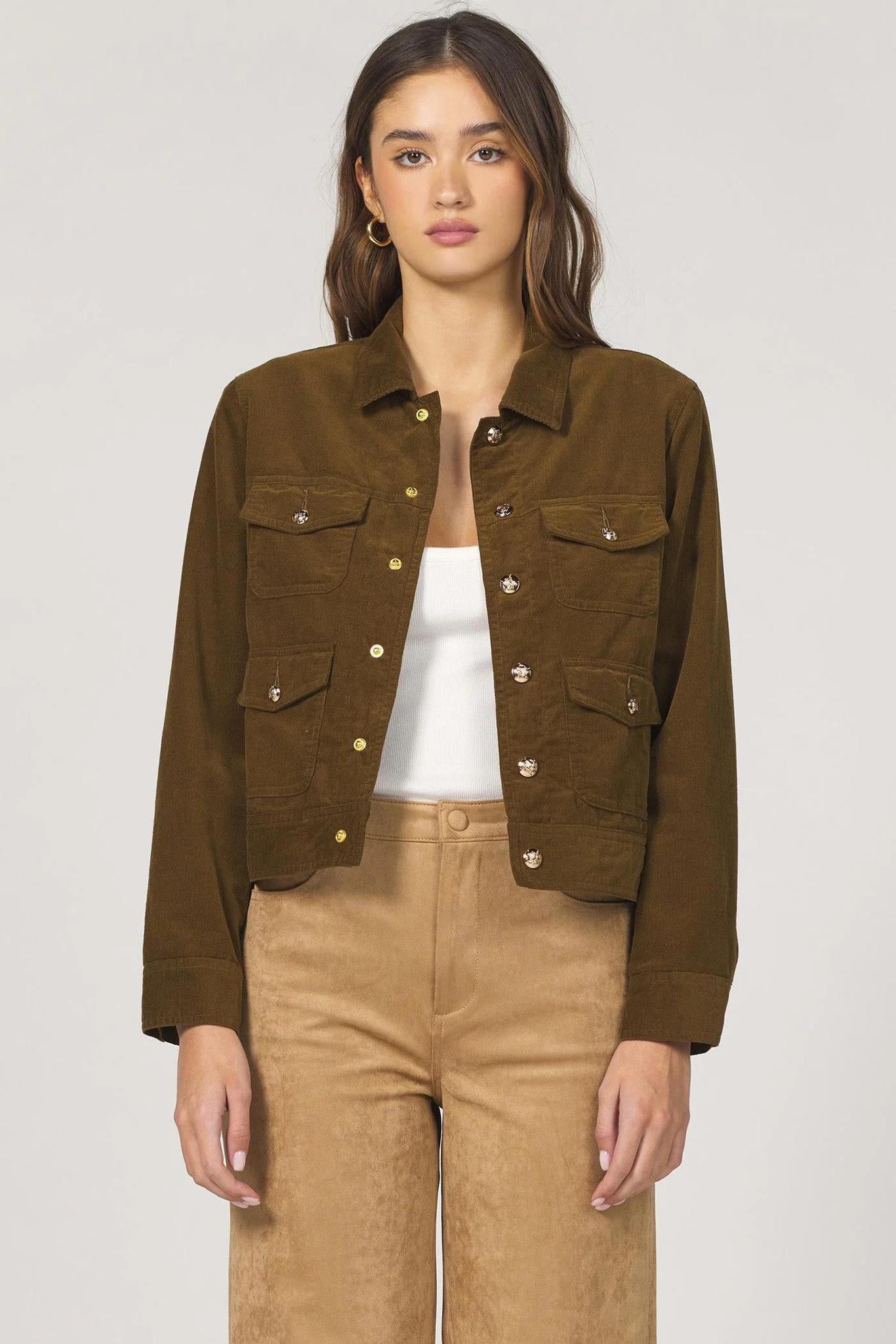 Dear John Montana Corded Jacket-Dk Olive