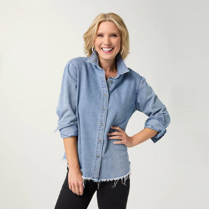 Button Back Denim Top
