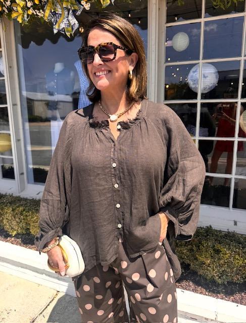 One Size Linen Oversized Top