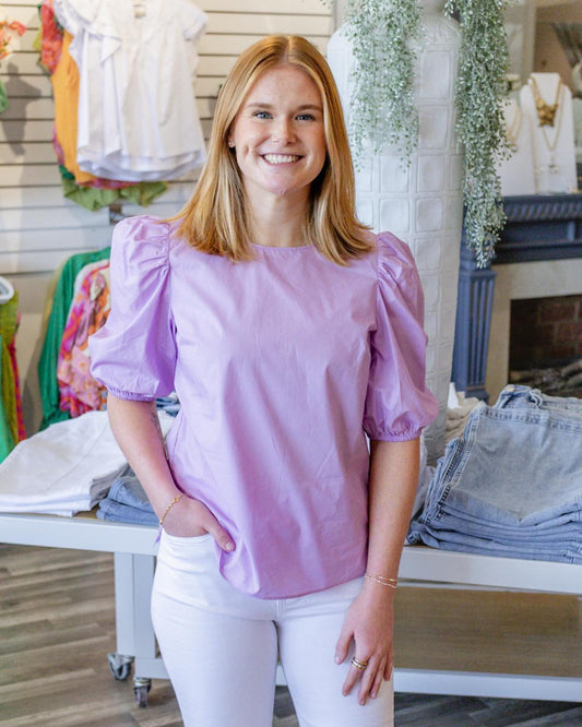 Poplin Puff Top-Lilac