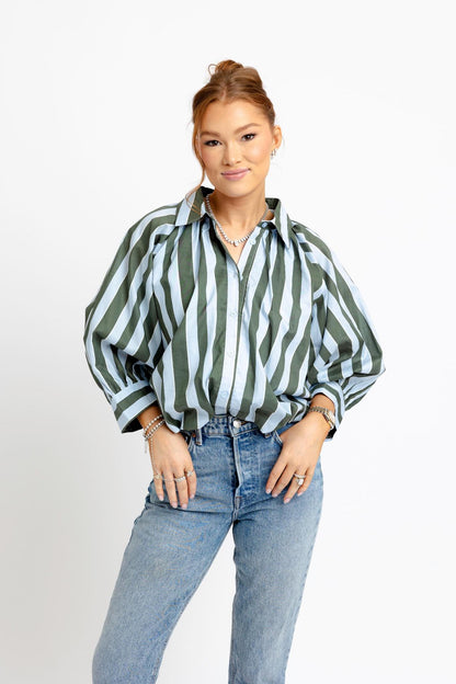 Stripe Collar Bubble Top