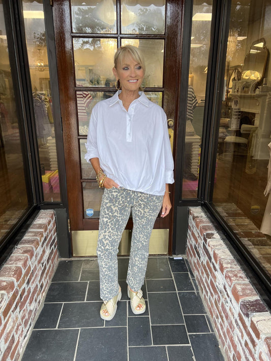 One Size Pleated Bubble Poplin Top