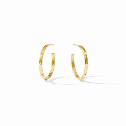 Crescent Stone Hoop- Pearl- O/S